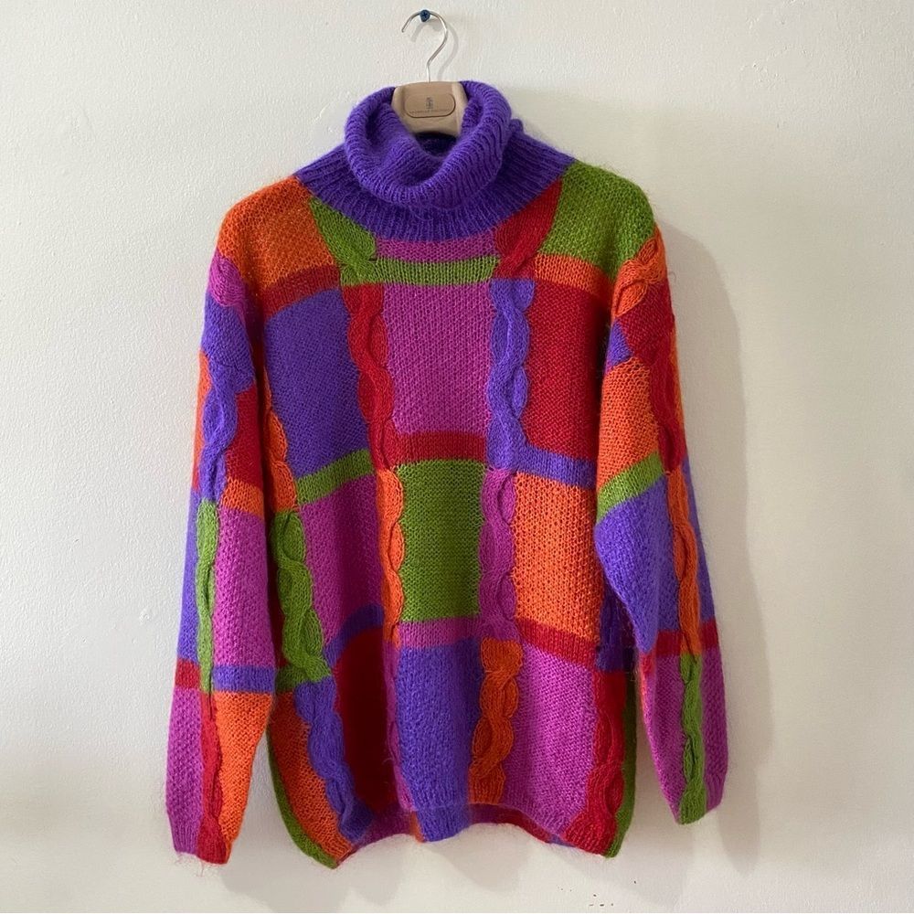 Vintage 1990’s DL Mckelvey Multi Color Wool Mohair Turtleneck Sweater